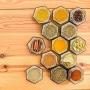 Mini Hexagon Glass Jars (1.5oz, 48-Pack); Tiny Hex Jars with Gold Lids for Spices, Gifts, Party Favors, DIY and More, 3-Tablespoon Capacity