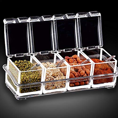JINBEST Clear Seasoning Rack Spice Box Storage Container Condiment Spice Pots Jars