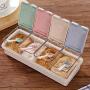 Seasoning Box, Maserfaliw 4 Grids Separable Transparent Kitchen Sugar Spice Salt Jar Seasoning Storage Box, Recyclable, Suitable For Holiday Gifts In The Outing and Indoors.