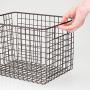 mDesign Farmhouse Decor Metal Wire Food Storage Organizer, Bin Basket with Handles for Kitchen Cabinets, Pantry, Bathroom, Laundry Room, Closets, Garage, 12" x 9" x 8" - 8 Pack - Bronze