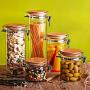 WANGLX ST Glass Food Jar Kitchen Storage Canister Bamboo Lid with Silicone Ring Airtight Cereal Sealed Plastic Container Durable Transparent Keep Dry Fresh 750ml