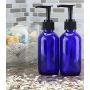 4-Ounce Cobalt Glass Pump Bottles (4 Pack), for Aromatherapy, Lotions, Soaps & More