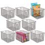 mDesign Farmhouse Decor Metal Wire Food Storage Organizer, Bin Basket with Handles for Kitchen Cabinets, Pantry, Bathroom, Laundry Room, Closets, Garage, 12" x 9" x 8" - 8 Pack - Bronze