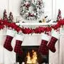 Chaussettes de Noël décoratives avec motif tartan, sac de rangement pour cadeaux et bonbons - Idéal pour la décoration de Noël. Chaussettes de Noël décoratives avec motif tartan, sac de rangement pour cadeaux et bonbons - Idéal pour la décoration de Noël.