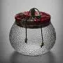 Handgemachte Glasbehälter mit Drachenschuppen-Muster, Teepfannenhalter mit Holzdeckel, 520ml (Farbe: Rot)