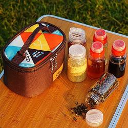 Kissybride Portable Outdoor Spices & Jars Bottles Set Kitchen Utensil Organizer Containers with Storage Bag for BBQ, Camping, Hiking, 6PCS