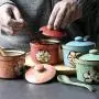 123Arts Ceramics Retro Flower Sugar Salt Pepper Storage Jar Seasoning Pot with Lid And Spoon 123Arts Ceramics Retro Flower Sugar Salt Pepper Storage Jar Seasoning Pot with Lid And Spoon