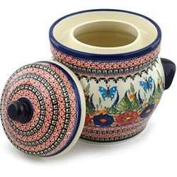 Polish Pottery Fermenting Crock Pot with Water Seal (14 Cups) Spring Splendor UNIKAT