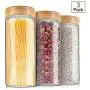 Weetall Glass Storage Jars Kitchen Canisters Set-3 1.2L, Glass Cans with Lids Sealed Food Storage Containers for Sugar, Coffee, Cookies, Rice, Baking Supplies
