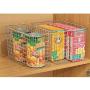 mDesign Farmhouse Decor Metal Wire Food Storage Organizer, Bin Basket with Handles for Kitchen Cabinets, Pantry, Bathroom, Laundry Room, Closets, Garage - 12" x 9" x 8" - Chrome