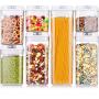 ME.FAN Air-Tight Food Storage Container Set - [7-Piece Set] - Durable Seal Pot- Cereal Storage Containers - For Dry Foods & Liquids - Kitchen Space Saving - BPA Free - Clear Containers with White Lids