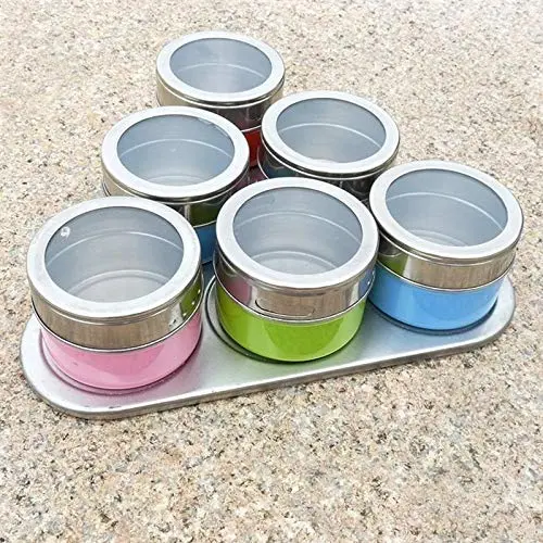 6pcs Seasoning Jar Stainless Steel Seasoning Jar Colorful Visual Seasoning Jar Condiment bottles 6pcs Seasoning Jar Stainless Steel Seasoning Jar Colorful Visual Seasoning Jar Condiment bottles