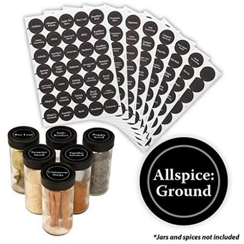 AllSpice 315 Preprinted Water Resistant Round Spice Jar Labels Set 1.5