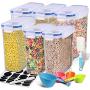 Cereal Container, EAGMAK Airtight Dry Food Storage Containers, BPA Free Large Kitchen Pantry Storage Container for Flour, Snacks, Nuts & More (Blue, Set of 6)