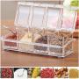 V-Resourcing Clear Seasoning Box, 4 Pieces Clear Seasoning Storage Container for Spice Salt Sugar Cruet,Condiment Jars with Spoons