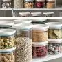 Kitchen Sealed Storage Container,Storage Jars Airtight Plastic With Lids,Stackable,Cereal Storage Container,Large opening design,save space,Waterproof and moisture proof,Blue-350ML