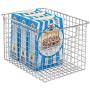 mDesign Farmhouse Decor Metal Wire Food Storage Organizer, Bin Basket with Handles for Kitchen Cabinets, Pantry, Bathroom, Laundry Room, Closets, Garage - 12" x 9" x 8" - Chrome