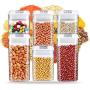 6pcs Food seal storage jar Sauce Dried fruit container Sealing canister Plastic Cereal Keeper Food Storage Container Set BPA Free Clear White Lids Liquid Free Clear 0.5-1.2L USA