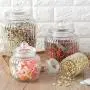 Shelf Floating Thickening Glass Storage Jar Tea Sealed Jar Food Cans Bamboo Cover Storage Tank Glass Bottles 450ml / 600ml / 750ml. (Size : S)