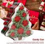 Christmas Cookie Tin with Lids Tree-Shaped Candy Storage Jar Holiday Decor Containers Gift Box Assorted Holders for Candy Cookie Card Chocolate (Flower)