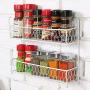 Country Style White Dual Tier Wire Kitchen Counter-top or Wall Mount Spice Rack Jars Storage Organizer