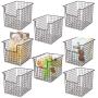 mDesign Household Metal Kitchen Pantry Food Storage Organizer Basket Bin - Farmhouse Grid Design or Cabinets, Cupboards, Shelves - Holds Potatoes, Onions, Fruit - 8" Wide, 8 Pack - Bronze