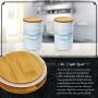 2pc Porcelain Kitchen Canister Set with Bamboo Lids ? Sky Blue Marble Containers with Airtight Seal ? Sugar, Coffee, Flour or Food Storage Jar - Planter Flower Pot - by Marbelous