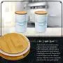 2pc Porcelain Kitchen Canister Set with Bamboo Lids ? Sky Blue Marble Containers with Airtight Seal ? Sugar, Coffee, Flour or Food Storage Jar - Planter Flower Pot - by Marbelous