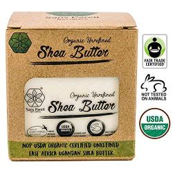 USDA Certified Organic Shea Butter: Highest Quality Unrefined Rare Nilotica, Certified Fair-Trade - Nourishes, Replenishes and Protects Skin and Hair - 8oz