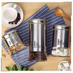 | Storage Bottles & Jars | New Coffee Tea Sugar Storage Tanks Sealed Cans Stainless Steel glass Canisters Kitchen coffee tea and sugar Storage Jars | by HUDITOOLS | 1 PCs