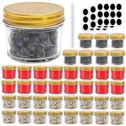 4 oz Glass Jars with Regular Gold Lids, Small Canning Jars for Herbs,Honey,Homemade Jam,Jelly,Baby Food,Wedding Favor,Shower Favor and More(40 Pack)