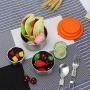 E-House 3Pcs Kitchen Storage Containers Meal Prep Food Containers Set Dry Goods Storage Jars 100/220/400ml Stainless Steel Bowl Fresh Crisper Sealed Lunch Food Box with Lid