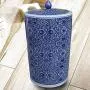 Food Jars & Crocks Rice Storage Bucket Kitchen Large Capacity Ceramic Rice Cylinder Chinese Straight Storage Tank Moisture-proof Insect-proof Handmade Green Blue (Color : Blue, Size : 27x47cm)