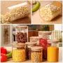 Najer Lebensmittelbehälter Glas Dichtung Küchen Organizer Behälter mit Bambusdeckeln, BPA-frei zur Konservierung von Kaffee, Süßigkeiten, Keksen, Pasta, Müsli und Mehl, 15 fl oz (DxH/3x3,5 Zoll)