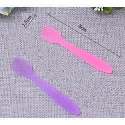 100PCS 3.14'' 8cm Plastic Spatulas Spoon Makeup Cosmetic Frosted Tip Spatula Skin Care Facial Cream Spatula for Mixing and Sampling Beauty Products (Purple)