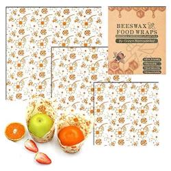 Beeswax Food Wrap 3-pack(S,M,L), Eco Friendly Wraps, Washable&Sustainable and Reusable Food Storage for Snacks, Sandwiches, Meals,Healthy and Breathable Material- Say Goodbye to plastic！COOLROAD