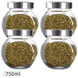 Tree House Glass Storage jar with lid, Sealed jar Durable and Clear Herbs Pot-F 750mlx4