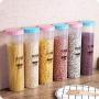 HOMELUNY Set of 4 Kitchen Storage Jars Food Airtight Jars Clear Plastic Storage Box Cereal Storage Container Jars 蓝色1800ML for Candy, Cookie, Rice, Sugar,Flour,Snacks Keeping Food Dry & Fresh