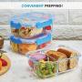 Glass Meal Prep Containers 3-Compartment - 3-Pack 32 Oz. Freezer to Oven Safe Airtight Food Storage Container Set with Hinged Locking Lids BPA Free, Great On the Go Portion Control Lunch Containers