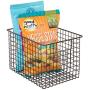 mDesign Farmhouse Decor Metal Wire Food Storage Organizer, Bin Basket with Handles for Kitchen Cabinets, Pantry, Bathroom, Laundry Room, Closets, Garage, 12" x 9" x 8" - 8 Pack - Bronze