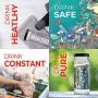 Travel Glass Drinking Bottle Mason Jar 16 Ounce [6-Pack] BPA-Free Plastic Airtight Lids, Reusable Glass Water Bottle for Juicing, Smoothies, Kombucha, Tea, Milk Bottles, Homemade Beverages Bottle,