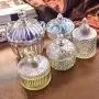 HOUSIYU Candy Cans Plated Colorful Glass Biscuit Jars Dried Fruit Snacks Snacks Storage Jars Decoration Wedding Candy Self-Service Cans Food Cans, Big yurt Amber,19x15x5.6cm