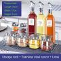 Multi-purpose Condiment Jar Set, Stainless Steel Spice Container Rack Glass Spice Jars Spoon Member Kitchen Storage Tool-h