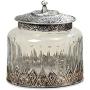 The Grand Tour Glass Storage Jar, Iconic Palmette Patterned Metal, Knob Top, Clad Bottom, Textured Glass, 4 ? Inches Diameter x 5 Inches Tall by Whole House Worlds