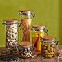 AUYE Glass Storage Jar,Coffee Bean & Kitchen food Container With Clamp Airtight wood Lid (68-Ounce)