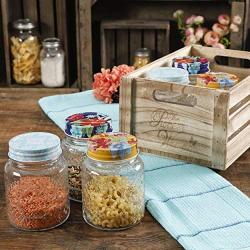 The Pioneer Woman Spring Bouquet 16oz Jars In A Wooden Crate - Set of 6