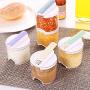 Liveday 5 Pcs Seasoning Jar Spice Box Condiment Jars Transparent Kitchen Container Stackable Sealed with Double Lid for Kitchen