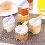 Liveday 5 Pcs Seasoning Jar Spice Box Condiment Jars Transparent Kitchen Container Stackable Sealed with Double Lid for Kitchen