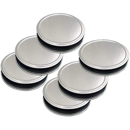 ThinkChances Rust Resistant Stainless Steel Regular Mouth Storage Lids Mason Jar Caps with Reusable Silicone Seals for Transform Mason Ball Canning Jars (6 Pack, Regular Mouth) ThinkChances Rust Resistant Stainless Steel Regular Mouth Storage Lids Mason Jar Caps with Reusable Silicone Seals for Transform Mason Ball Canning Jars (6 Pack, Regular Mouth)