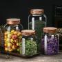 Large acacia wood lid storage jar tangerine peel jar household round transparent high peng silicon glass sealed jar tea jar